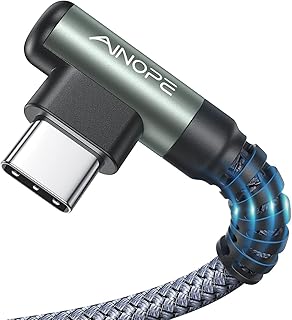 Кабель AINOPE USB C [2 шт., 2 м], зарядное устройство Type C 3,1 А, быстрая зарядка, угловой кабель USB-C, плетеный кабель USB-C для Galaxy S10+, S10, S9, Note 10, 9, LG V30, Moto, iPhone 16, 15, кабель Type C