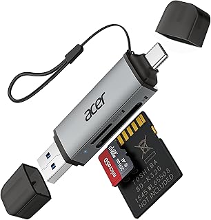 Устройство чтения карт памяти Acer SD Card Reader USB C, адаптер с двумя слотами USB 3.0 Type C для карт Micro SD, устройство чтения карт памяти для MicroSD, SDHC, SDXC, совместимо с ноутбуком, ПК, iPhone 16/15, MacBook Pro/Air, iPad Pro, Android.