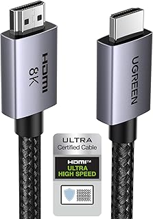 Кабель UGREEN 8K HDMI 2.1 48 Гбит/с 6,6 фута, сертифицированный сверхскоростной HDMI-кабель в алюминиевом корпусе, 4K@240 Гц 120 Гц 10K 8K@60 Гц, HDCP 2.2 и 2.3, eARC HDR 10 Dolby, совместим с PS5/Blu-ray/Roku TV/Switch 2/Mac mini