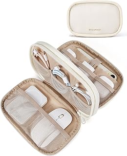 Органайзер для электроники BAGSMART, дорожный чехол, органайзер для проводов для женщин, дорожная сумка для кабелей (бежевый)