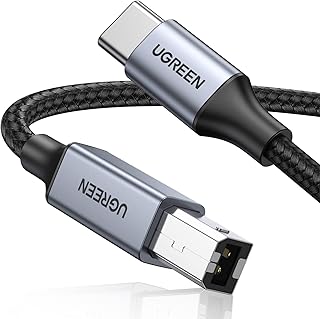 Кабель UGREEN USB B — USB C длиной 6 футов для принтера, нейлоновый кабель USB B — C для MacBook Pro/Air, MIDI-кабель, совместимый с фортепианной клавиатурой Yamaha, ЦАП, DJ-контроллером для iPad.