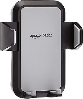 Универсальный портативный держатель для смартфона Amazon Basics для автомобиля, легко устанавливается на вентиляционную решетку, регулируемый и надежный, серый.