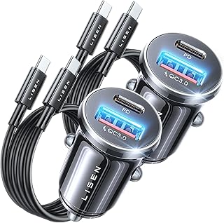 Автомобильное зарядное устройство LISEN Super Fast для iPhone 16, USB C [сплав], 2 шт., 54 Вт, для iPhone 15, Type C, быстрая зарядка, адаптер для прикуривателя для iPhone 17, 16e Pro Max Plus/15, Samsung Galaxy Z Fold 7, S25 Ultra.