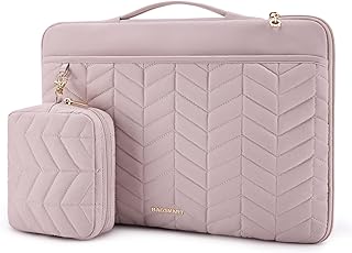 Чехол для ноутбука BAGSMART 15-16 дюймов с ручкой, мягкий чехол-сумка для ноутбука для женщин, портативный чехол для MacBook Air/Pro, совместимый с компьютерами Dell, HP, Lenovo, ASUS, Acer, Huawei, розовый.
