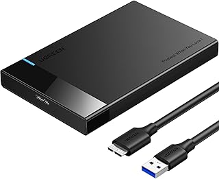 Корпус для 2,5-дюймового жесткого диска UGREEN с адаптером USB 3.0 на SATA III, поддерживает 2,5-дюймовые SSD и HDD, толщина 9,5 мм и 7 мм. Внешний корпус для жестких дисков с поддержкой UASP, совместим с WD, Seagate, Toshiba, Samsung, Hitachi — черный.