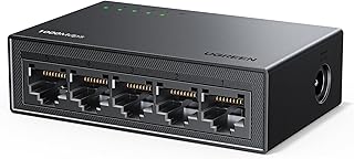 Коммутатор Ethernet UGREEN, 5-портовый гигабитный разветвитель Ethernet, Plug & Play, настенный и настольный сетевой коммутатор-концентратор, неуправляемый, компактный, со светодиодной подсветкой, бесшумный, без вентилятора, для подключения к интернет-кабелю, ноутбуку, маршрутизатору, NAS.