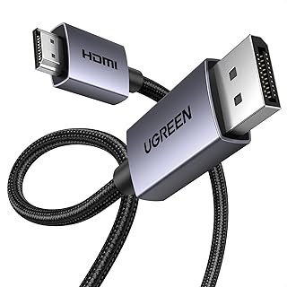 Кабель UGREEN 4K DisplayPort — HDMI 1080P@120Hz, активный кабель DP 1.2 — HDMI 1.4 в алюминиевой оплетке, однонаправленный, длиной 6,6 фута, совместим с мониторами, настольными компьютерами, HDTV, ноутбуками, AMD и NVIDIA.