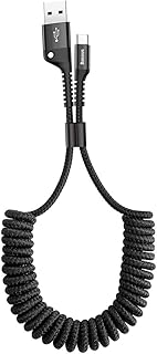 Автомобильный USB-кабель Baseus Type C, выдвижной кабель (90 см), витой, USB A — USB-C, для быстрой зарядки, совместим с Samsung Galaxy S10 S9 S8 Plus Note 9 8, Moto Z, LG5/G6/V20 и устройствами с разъемом USB C (черный).