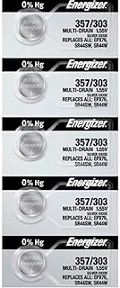 Батарейка для часов Energizer 357/303 (SR44W, SR44SW, EPX76) с оксидом серебра и многократным разрядом. На отрывной полоске (упаковка из 5 шт.)