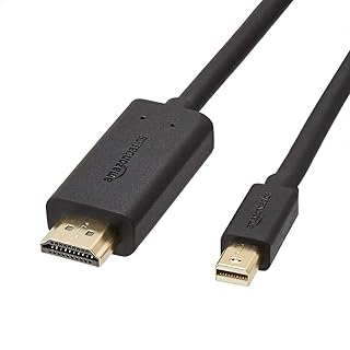 Кабель Amazon Basics Mini DisplayPort Male to HDMI Male, 1080p, позолоченные штекеры, 1,8 м, черный, для персонального компьютера