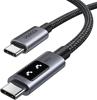 Кабель UGREEN Uno USB C — USB C, кабель для быстрой зарядки Type C мощностью 100 Вт с LED-дисплеем для iPhone 16/16 Plus/16 Pro/16 Pro Max/15, MacBook Pro/Air, iPad Pro/Air, Galaxy S24 Ultra, черный.