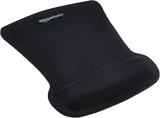 Эргономичный гелевый коврик для компьютерной мыши Amazon Basics с подставкой для запястья для снятия боли, 10,1 x 8,1 дюймов, черный.