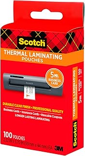 Термоламинирующие пакеты Scotch, толщина 5 мил для дополнительной защиты, размер визитной карточки 2,32 x 3,70 дюйма, упаковка 100 штук (TP5851-100)
