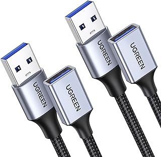 Комплект из 2 удлинительных USB-кабелей UGREEN (3 фута + 3 фута), нейлоновая оплетка, совместимый с веб-камерой, камерой, телефоном, хабом, мышью, клавиатурой, принтером, жестким диском, гарнитурой.