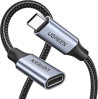 Удлинительный кабель UGREEN USB C 10 Гбит/с USB 3.2, USB-C, 100 Вт/4K 60 Гц, совместим с iPhone 16/15, MacBook Pro/Air M3, iPad Air 2024, Galaxy S24 Ultra, консолью Switch и др. (серый, 1 м)