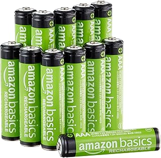 Аккумуляторные NiMH батареи AAA от Amazon Basics, 12 штук, 800 мАч, 1,2 В, до 1000 циклов зарядки, предварительно заряжены.