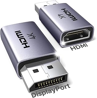 Комплект из двух однонаправленных адаптеров UGREEN 4K DisplayPort — HDMI, переходник DisplayPort 1.2 на HDMI 1.4 «папа-мама», алюминиевый адаптер, совместим с настольными компьютерами, ноутбуками, мониторами, HDTV, AMD и NVIDIA.