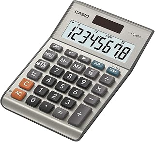 Калькулятор Casio MS-80B – настольный калькулятор с инструментами для расчета налогов и валют | Универсальный | Большой дисплей | Идеально подходит для дома, офиса и повседневных вычислений