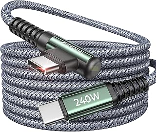Кабель AINOPE 240 Вт USB C — USB C с прямым углом [3 метра] Кабель C — C для быстрой зарядки, зарядный кабель USB C — USB C Type C подходит для iPhone 16, 15 Pro Max Plus, MacBook, iPad Pro, Samsung Galaxy S25, Pixel и всех других устройств.
