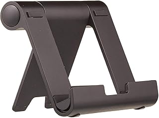 Многоугольная портативная подставка Amazon Basics для iPad, планшета, электронной книги и телефона — черная.