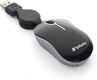 Проводная оптическая компьютерная мини-мышь Verbatim USB-A — проводная компактная дорожная мышь с выдвижным кабелем, подключаемая по принципу Plug & Play — черная 98113