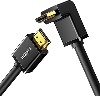 Кабель HDMI UGREEN с прямым углом, 4K, 90 градусов, высокоскоростной, с нижним углом наклона, HDMI 2.0, 4K@60Hz HD 3D 1080p, совместимость с ARC, подходит для ноутбуков, мониторов, Nintendo Switch, Xbox, PS5, ПК и телевизоров, длина 3,3 фута.