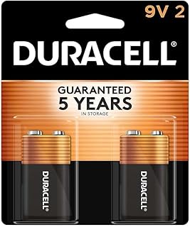 Батарейки Duracell Coppertop 9 В, упаковка из 2 штук, 9-вольтовые батарейки с длительным сроком службы, универсальные щелочные батарейки 9 В для бытовых и офисных устройств.