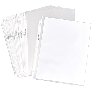 Защитные пленки для листов бумаги Amazon Basics, антибликовые, 100 штук, размер 8,5 x 11 дюймов, прозрачные.