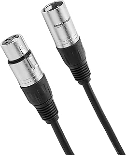Микрофонный кабель Amazon Basics XLR «папа» — «мама» для акустических систем или систем звукоусиления, полностью медные проводники, ПВХ-оболочка 6 мм, 1,8 м, черный.