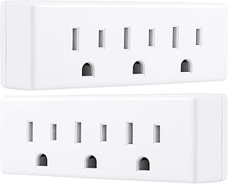 Удлинитель Philips на 3 розетки, 2 шт., заземленный настенный адаптер, 3-контактный адаптер, многорозеточный адаптер, разветвитель питания, Cruise Essentials, подходит для дома, офиса, школы, общежития, сертифицирован UL, белый, SPS1630W/37