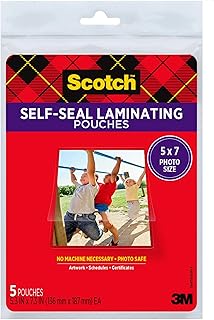 Пакеты для ламинирования документов или фотографий Scotch Glossy, 5 x 7 дюймов, 5 штук (PL905)