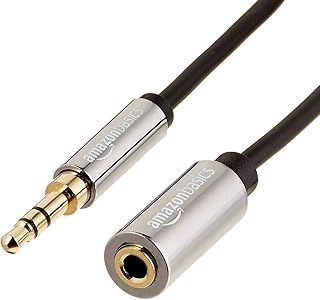 Удлинительный аудиокабель Amazon Basics 3,5 мм Aux Jack, штекер-гнездо, адаптер для наушников или смартфона, 7,6 м, черный.