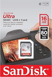 Карта памяти SanDisk Ultra 16 ГБ Class 10 SDHC, скорость до 80 МБ/с - SDSDUNC-016G