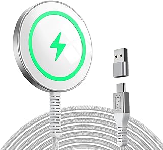 Беспроводное зарядное устройство ESR для MagSafe мощностью 15 Вт для iPhone 16 Pro Max/16 Pro/16/16 Plus/15/14/13/12, магнитная зарядная панель Apple для AirPods 4/3/Pro/Pro 2, Galaxy S25 Series с двумя портами USB AC, серебристое.