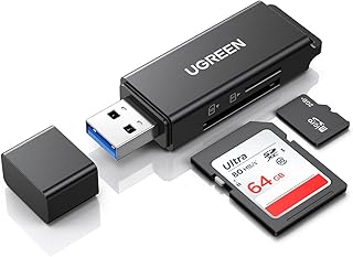 UGREEN SD Card Reader — портативный USB 3.0 двухслотовый адаптер-концентратор для карт памяти SDXC, SDHC, MMC, RS-MMC, TF, Micro SDXC, Micro SDHC UHS-I для Mac, Windows, Linux, Chrome PC, ноутбуков