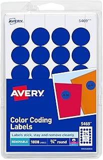 Самоклеящиеся съемные этикетки Avery Print/Write, диаметр 0,75 дюйма, темно-синие, 1008 штук в упаковке (5469)
