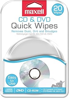 Салфетки Maxell CD & DVD Quick Wipes, удаляют грязь, пыль и пятна, отлично подходят для DVD, CD, дисков Playstation и Xbox, упаковка из 20 штук (190511)