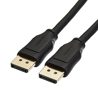 Кабель Amazon Basics DisplayPort 1.4, высокоскоростной, 32,4 Гбит/с, 8K@60 Гц, 4K@120 Гц, Dynamic HDR и 3D, позолоченные штекеры, 1,8 м, черный.