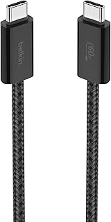 Кабель Belkin USB C — USB C, 1 метр, 60 Вт — зарядное устройство Type C, кабель для зарядки iPhone, мягкий, плетеный, гибкий, подходит для iPhone 16, Galaxy S25, Pixel 9, Airpods, iPad Pro, планшетов и многого другого, незаменимый аксессуар для путешествий — черный