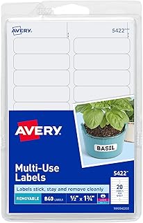 Самоклеящиеся съемные этикетки Avery, 0,5 x 1,75 дюйма, 840 штук в упаковке, белые наклейки (05422)