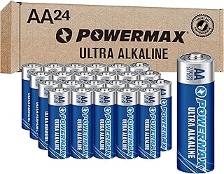 Набор из 24 батареек Powermax AA, сверхдолговечные щелочные батарейки для дома и офиса, срок хранения 10 лет, многоразовая упаковка.