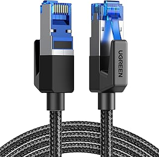 Кабель Ethernet UGREEN Cat 8, 1,8 м (6 футов), высокоскоростной, в оплетке, 40 Гбит/с, 2000 МГц, экранированный, Cat8 RJ45, для использования внутри помещений, сверхпрочный, LAN-кабель, совместимый с игровыми ПК, PS5, Xbox, модемами и маршрутизаторами.