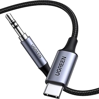Аудиоадаптер UGREEN USB C — Aux Type C — 3,5 мм, Hi-Fi стерео кабель для наушников, автомобильный вспомогательный кабель, совместимый с iPhone 16, 15 Pro Max Plus, Galaxy S25, S24 Ultra, iPad Pixel 9, серый, 90 см.
