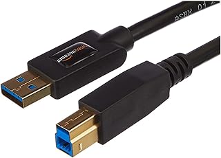 Кабель Amazon Basics USB-A — USB-B 3.0, высокоскоростной, 4,8 Гбит/с, с позолоченными разъемами, 1,8 м, черный.