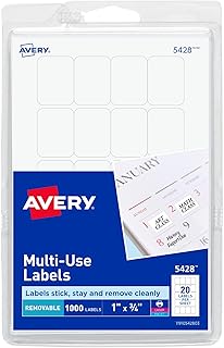 Самоклеящиеся съемные этикетки Avery, 0,75 x 1 дюйм, белые, 1000 штук в упаковке (05428)