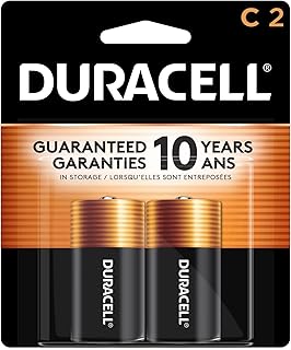 Батарейки Duracell Coppertop C, упаковка из 2 штук, батарейки типа C с длительным сроком службы, универсальные щелочные батарейки типа C для бытовых и офисных устройств.