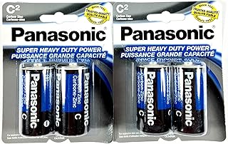 4 шт. сверхмощных цинково-угольных батарей размера C от Panasonic