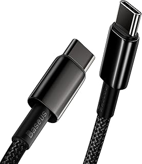 Кабель Baseus USB C, 100 Вт PD 5A QC 4.0, быстрая зарядка USBC — USBC, оплетка из нейлона и цинкового сплава, зарядный кабель Type C для iPhone 16 15 Pro Plus Pro Max, MacBook, iPad Pro/Mini, Samsung S23/S22+