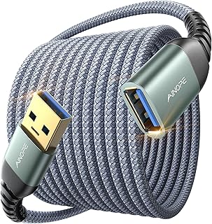 Удлинительный USB-кабель AINOPE, USB-удлинитель, удлинительный кабель USB 3.0, кабель «папа-мама», высокая скорость передачи данных, совместим с веб-камерами, USB-клавиатурами, флеш-накопителями, жесткими дисками, принтерами, 3 метра, серый.