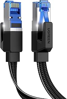Кабель Ethernet UGREEN Cat 8, 90 см, плоский, высокоскоростной, 40 Гбит/с, 2000 МГц, 26AWG, в оплетке, экранированный, RJ45, для использования внутри помещений, совместим с игровыми ПК, PS5, Xbox, модемами и маршрутизаторами.